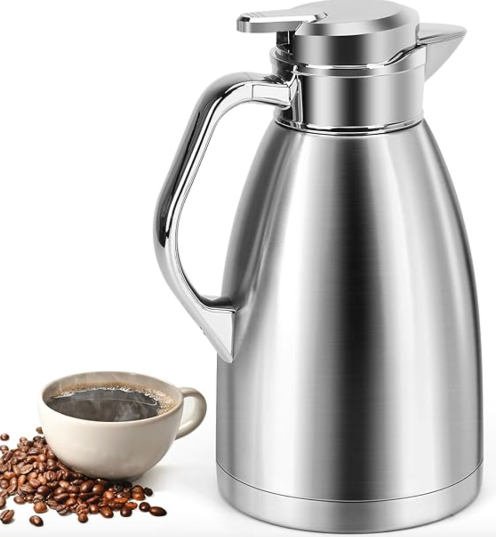 Coffee Carafes for Keeping Hot, ShineMe Stainless Steel Thermal Coffee Carafe, Double Walled Vacuum Coffee Pot61oz Insulated Tea & Coffee Dispenser, Long Heat/Cold Retention
