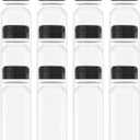AQSXO 12 Pcs 2 OZ Mini Plastic Juice Bottles, Reusable Bulk Beverage Containers, Comes Black lid, for Juice, Milk and Other Beverages.