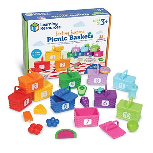 Learning Resources Sorting Surprise Picnic Baskets - Preschool Activities, Play Food for Toddlers, Color Sorting, Number Counter, Fine Motor Games, Birthday Gifts for Boys and Girls
