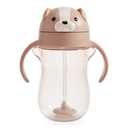 Munchkin Any Angle Spill Proof Weighted Straw Trainer Cup, Transition Sippy Cups for Toddlers and Babies, Click Lock Technology & Fun Dog Design, 10 Ounce, Brown