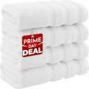 American Soft Linen Luxury Hand Towels for Bathroom, 100% Cotton Turkish 4 Piece Hand Towel Set, 600 GSM Hand Face Towels for Kitchen, White Hand Towels