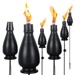 Metal Citronella Torches, 6 Pack Torches Garden for Outside 60 inch Flickering Flame Citronella Outdoor Light Torch,Metal Torches for Outside, Camping Patio Pathway Table Torch(Jet Black)