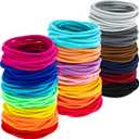 TecUnite 200 Pieces No Metal Hair Elastics Bulk Rubber Bands Hair Ties Ponytail Holders for Women(Multicolor) (3 x 50 mm (200 Count))