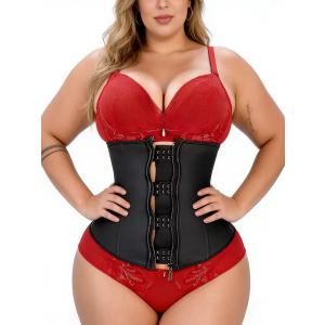 ALINBAIST Latex Waist Trainer for Women, High Compression Tummy Control Zipper Underbust Corset, Hourglass Body Shaper (Large, Black-zip&hooks)