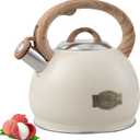 Tea Kettle Stovetop,2.7QT Stainless Steel Whistling Teapot for Stove Top Aesthetic,Portable Water Kettles Camping with Anti-hot Silicone Handle,Suitable for All Heat Sources,Milky White