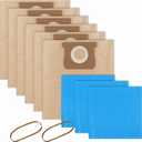 19-3100 Shop Vac Bags Compatible with Stanley 5 to 6 Gallon wet dry vacuum, 6 Pack Disposable Filter Bags and 3 Pack Reusable Filter Bags and 2 Bands