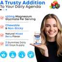 Magnesium Glycinate Gummies, High Absorption Magnesium Supplement for Adults Kids, Relaxation, Brain, Muscle & Bone Support, Melatonin Free, Sugar Free, Mixed Berry Flavor, 120 Cts (60 Count (Pack of 2))