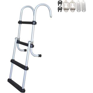 Made 4-Step Aluminum Folding Boat Ladder - Sturdy Aluminum Marine Stepladder - Removable Folding Design for Easy Storage - Ideal for Marine, Boats, Ships, Pantoon and Yachts