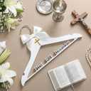 Reallnaive First Holy Communion Hanger First Communion Gift White Bow Dress Hanger 1st Holy Eucharist Party Favors Cross Gift Holiday Ceremony Decoration