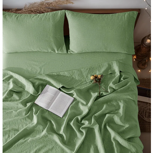 LBR02M 100% Linen Sheet Set King Size,Bed Sheets 4 Piece Sets,Solid Color Natural Flax Bed Sheets Soft Breathable Bedding,16" Deep Pocket,All Season (King, Rust)