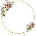 Wokceer Round Backdrop Stand 7.2FT Circle Balloon Arch Frame Circle Backdrop Stand Gold Round Arch for Wedding Birthday Party Bridal Shower Anniversary Event Ceremony Decoration