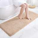 Beige Bathroom Runner Rug 24x59 Non Slip Fluffy Long Bath Mat for Bathroom Floor Washable Plush Luxury Bath Rug for Tub Absorbent Shower Sink Mat Bedside Rug
