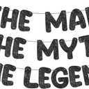 FuWeave Pre Strung The Man The Myth The Legend Glitter Banner Men's Birthday 9.8 ft Banner Birthday Party Decorations Bachelor Party Retirement Party Garland Bunting for Men Gifts (Black)