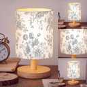 VIHOSE Green Floral Bedside Table Lamp for Kids Bedroom
