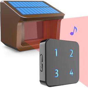 Driveway Alarm System- HTZSAFE 1/2Mile Solar Driveway Alarm System- Up to 70FT Wide Sensor Range- Fully Weatherproof Outdoor Motion Sensor&Detector DIY Security Alert System-1 Receiver and 1 Sensors