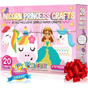 Craftikit 20 Award-Winning Princess & Unicorn Crafts for Kids Ages 3-10 Years, All-Inclusive Toddler Arts and Craft Kits for Kids, Fun Toddler Craft Box for Girls in Preschool