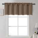 Gwine Brown Valance for Windows, Small Blackout Valance Kitchen Curtains for Bathroom Basement, Modern Rod Pocket Thermal Insulated Window Treatment, 60" Wx18 L, 1 Piece