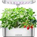 Stainless Steel Hydroponics Growing System Kits, Controlled Smart Indoor Garden with LED Grow Light Full Spectrum, 15 Pods Plant Germination Kit, with Quiet Pump,for Vegetables Herbs,Gardening Gifts (Silver)
