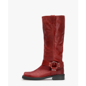 FIFSY Women's Knee High Boots Slip On Riding Boots Buckle Boots for Women Sexy Squared Toe Low Chunky High Heel Tall Motorcycle Boots Women's Low Heel 1-2" Boots Dance Party Booties, Size: 9
