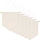 6 Pcs Blank Canvas Banners with Wooden Dowel, 11.8 x 10.83 in Enamel Pin Wall Display Banners, Wall Decorative Hanging Flags, Display Banner for Display Badge, Buttons, Lapel
