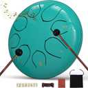 Rain Drum for Outside Garden, 6 Inches 8 Notes Steel Tongue Chakra Drums, Waterproof Meditation Rain Chime, Musical Instruments for Adult Gift with Bag, Music Book, Drum Mallets (Blue)