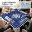 KJGNHQA Blue Mahjong Mat with Rules for Table,Roll No Creases 32.5"x32.5"