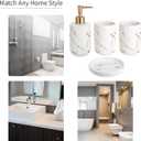 White Marble Ceramic Bathroom Set (4-Piece) - Elegant Soap Dish, Gold Pump Dispenser & Tumblers for Vanity, Sink & Bathroom Decor