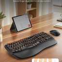 Ergonomic Wireless Keyboard and Mouse Combo, 2.4G Full Size Wave Key Board with Cushioned Palm Rest, Natural Typing, 3 DPI Adjustable Mouse, USB-A & C for Computer/Laptop/Mac/Tablet - Sablute MA31