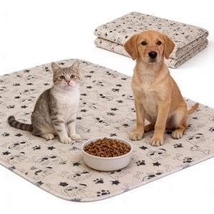 Washable Reusable Pet Training Pads, Non-Slip Leakproof Dog Pee Mat with Pheromones, Odor Resistant Absorbent Pad for Dogs and Cats (M: 27.6"  31.5")