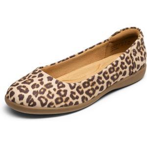 DREAM PAIRS Womens Comfortable Ballet Dressy Work Flats, Round Toe Slip on Office Shoes (11, Leopard)
