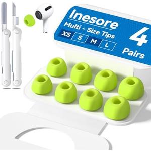 4-Pair Replacement Ear Tips for AirPods Pro 2nd/1st Generation with Portable Storage Box,Noise Reduction Holewith & Built-in dust Guard Screen,Silicone Ear Tips for Apple AirPods Pro (F-Green)