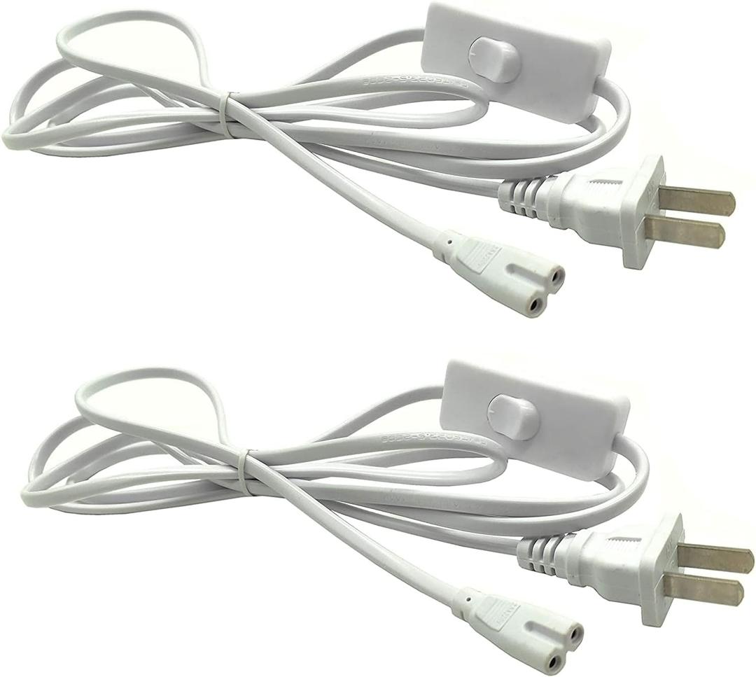 T5 T8 LED Wire Connector Power Cord LED Tube Power Extension Cord US Plug for LED T5 T8 Light Tube Integrated LED Light Fixture Extension Cable Wire- 2 Pack (1.8M/6Ft 2pin)