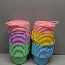 Ziliny 50 Pieces Plastic Easter Baskets Bulk with Handles Colorful Round Egg Mini Baskets for Easter Party Favors Egg Hunt Supplies, 5 Colors