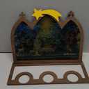 Wooden Nativity Set, Vintage Christmas Nativity Scene Set, Miniature Holy Family Figurines, Table Top Christmas Jesus Decorations for Indoor Mantel Display, Miracle In A Manger Gift (Nativity Candle Holder)