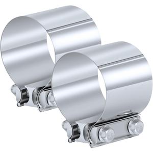 Kshineni 2.5 Inch Exhaust Clamps, Lap Joint Band Clamp 2.5" Stainless Steel Coupler Exhaust Muffler Band Clamp (2 Pcs)
