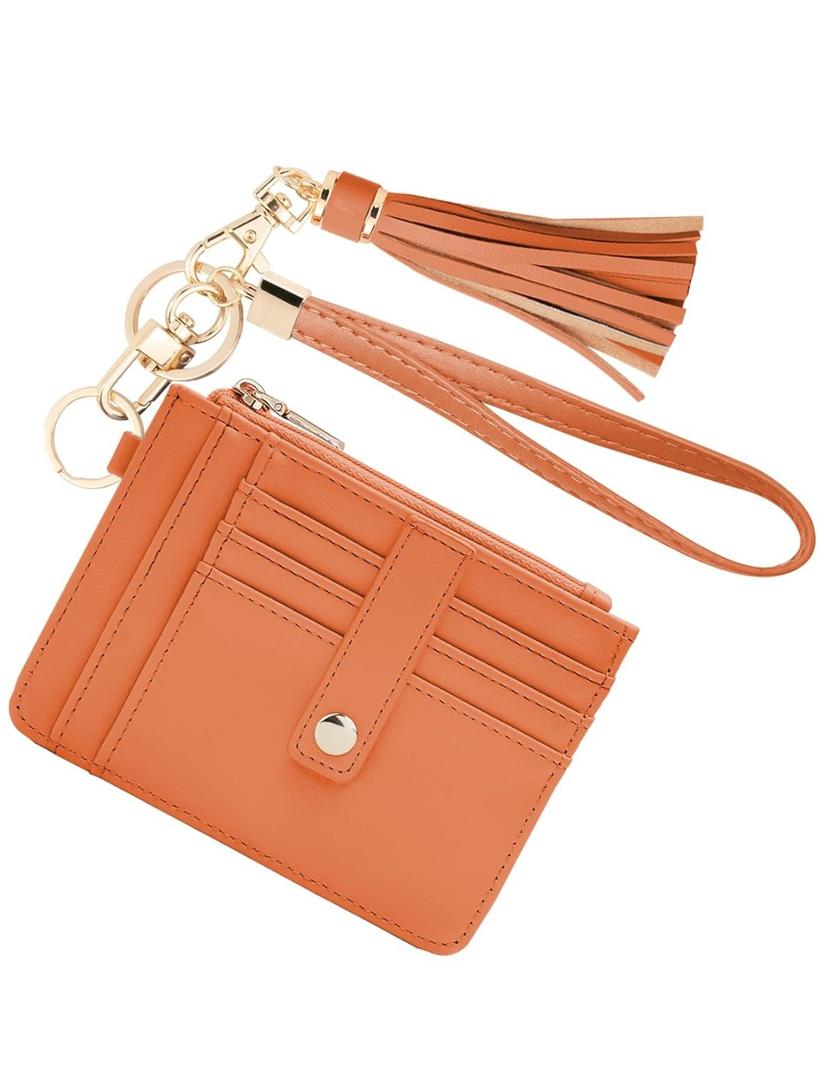 KNGITRYI Small Wristlet Wallets for Women RFID Credit Card Holder Wallet Keychain Wristlet Wallet Credit Card Wallets for Women (Coral)