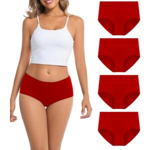 Women's Cotton Underwear Mid Waisted Brief Style Underpant (4 Pack)
