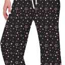Veseacky Women's Wide Leg Lounge Pants Yoga Pajamas Comfy Stretch Drawstring Pajamas Puls Size Dance Bottoms S-4XL (Black, M)