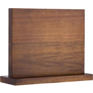 Magnetic Knife Block Acacia Wood -Double Sided Magnetic Knife Holder Rack for Kitchen Counter -Universal Knife Block Without Knives Wooden Multifunctional Storage Fully Assembled (12 x 10 inches)
