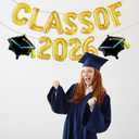 3 x Gold Class of 2026 Balloons - Grad Balloon for Graduation Decorations 2026 - Grad Class of 2026 Banner for Congrats Grad Decorations - Grad Party Decor Supplies
