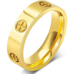 Love Friendship Gold Rings for Women:Wedding Band 18k Gold Ring Cubic Zirconia Stainless Steel Promise Ring Jewelry Birthday Gifts for Women, 7 Size