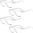 Eyekepper 4 Pack Ladies Reading Glasses - Oversized Square Design Readers for Women Transparent