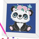 Pack of 2 Miairivy Diamond Painting for Kids, 5D Animal Diamond Art Mini Small Kit(with Wooden Frame), DIY Cute Panda Big Gem Painting Set, Paint by Diamonds Crafts for Girls Boys Ages 4-12