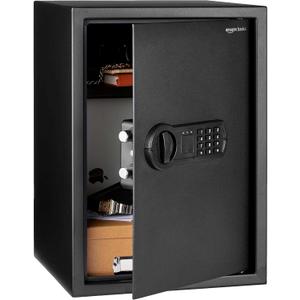 Amazon Basics Steel Home Security Safe Box with Electronic Keypad Lock for Documents, Jewelry, Valuables, 1.8 Cubic Feet, Black, 13.8"W x 13"D x 19.7"H