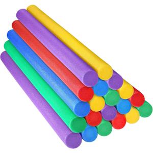 Frienda 20 Pcs Solid Pool Noodles 1.57 x 35.83 Inches Craft Foam Noodles DIY Craft Foam Swimming Pool Noodles Round Foam Tube for Kids Floating Noodles Craft Projects, Assorted Colors