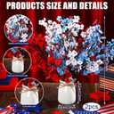 Nitial 2 Set 4th of July Artificial Flowers Memorial Day Red Blue White Picks Decor with Vase Patriotic Bouquets Arrangement Table Centerpieces for Fourth of July Home Office Table Decoration