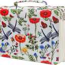 Lbxgap Colored Pencil Case- 200 Individual Slots Pencil Holder Pen Bag Large Capacity Pencil Organizer with Handle Strap Handy Colored Pencil Box with Printing Pattern (White)