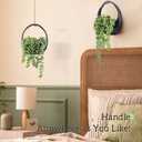 Der Rose 2 Pack Small Fake Hanging Plants with Strings Artificial Succulent Plants Indoor for Black Bathroom Boho Wall Decor