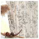 jinchan Linen Blend Curtain Floral Curtains for Living Room 84 Inch Length Farmhouse Curtain Rod Pocket Back Tab Black Printed Peony Flower Patterned Drapes Bedroom Window Curtains Set 2 Panels