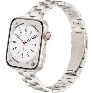 Thin Stainless Steel Bands Compatible with Apple Watch 38mm 40mm 41mm 42mm 44mm 45mm 46mm for Women, Metal Straps for iWatch Series 11 10 9 8 7 6 5 4 3 2 1 SE (Light Starlight)